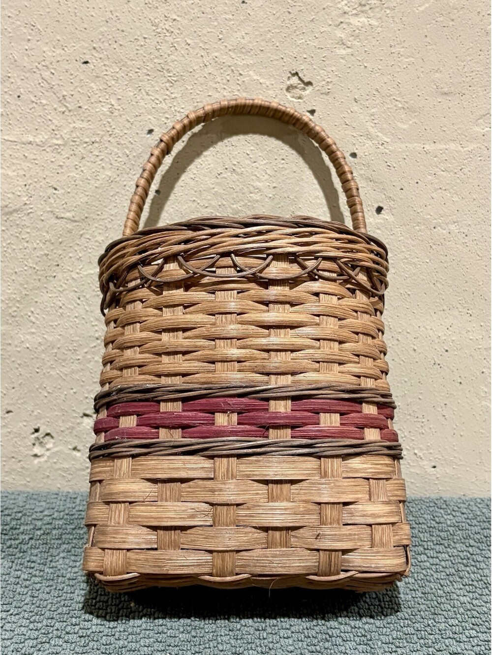 Vintage Handwoven Reed Wall Pocket Basket